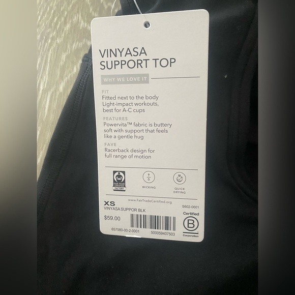 Athleta Vinyasa Support Top Black size‎ XS - Picture 3 of 3